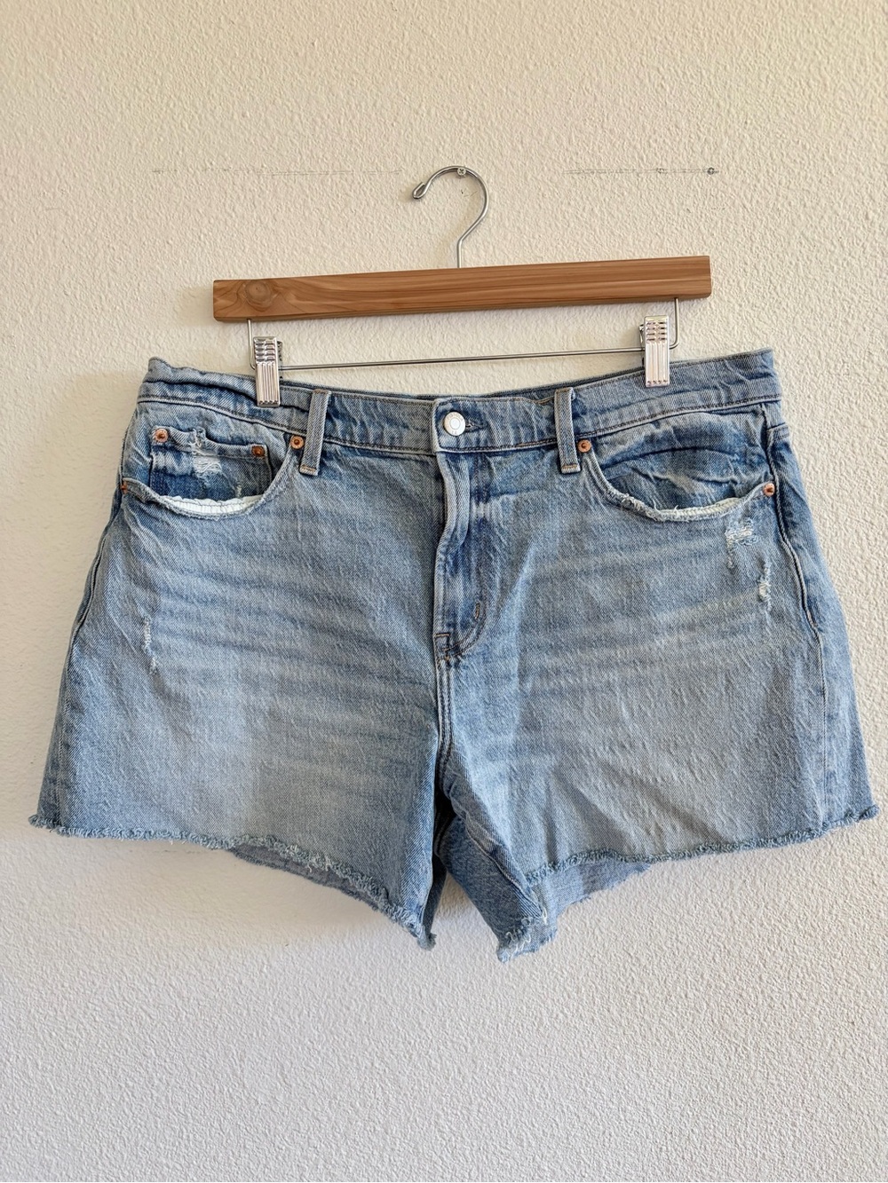 pistola Light Blue Frayed Hem Denim Shorts